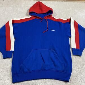 Vintage Spalding Hoodie Mens L Blue Raglan Sweatshirt Soft 80s Retro USA